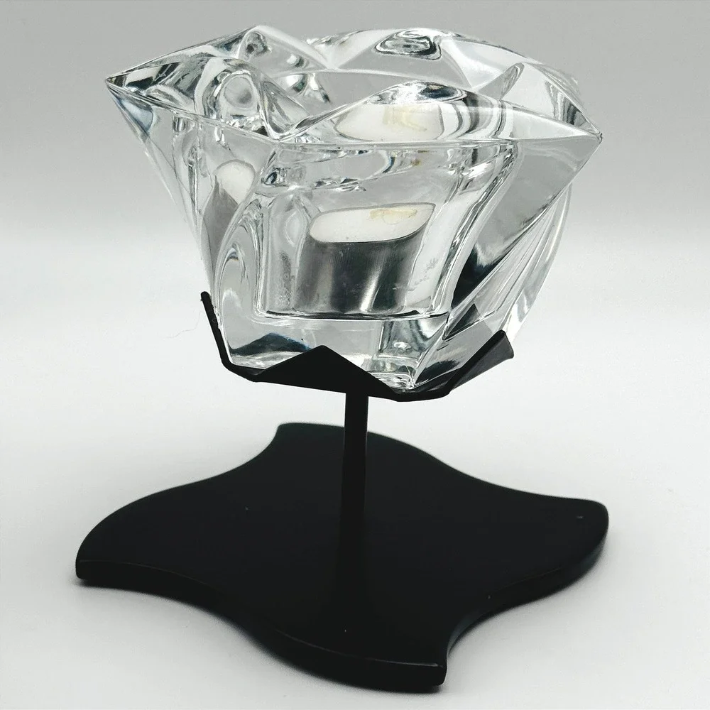 PartyLite Windswept Crystal Tealight Candle Holder w/ Black Metal Stand Artylite - Picture 6 of 6